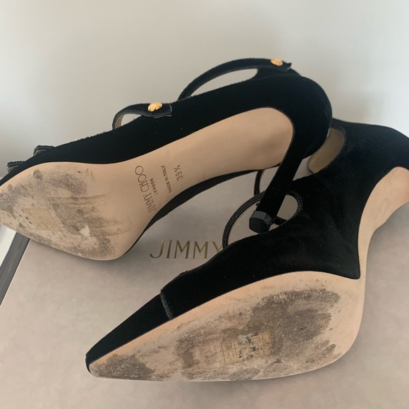 Authentic Jimmy Choo Lacey 100 Black Velvet Pumps | Size 39.5 - Picture 8 of 8